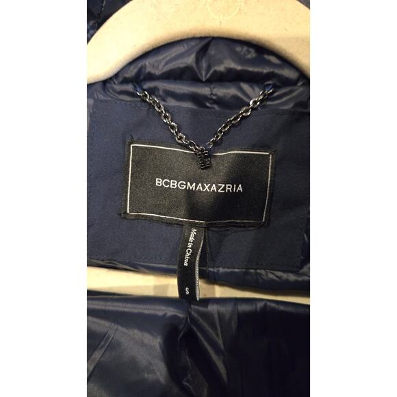 BCBG Max Azria Women's Navy Puffer Coat S Quilted Long Jacket - Picture 12 of 12